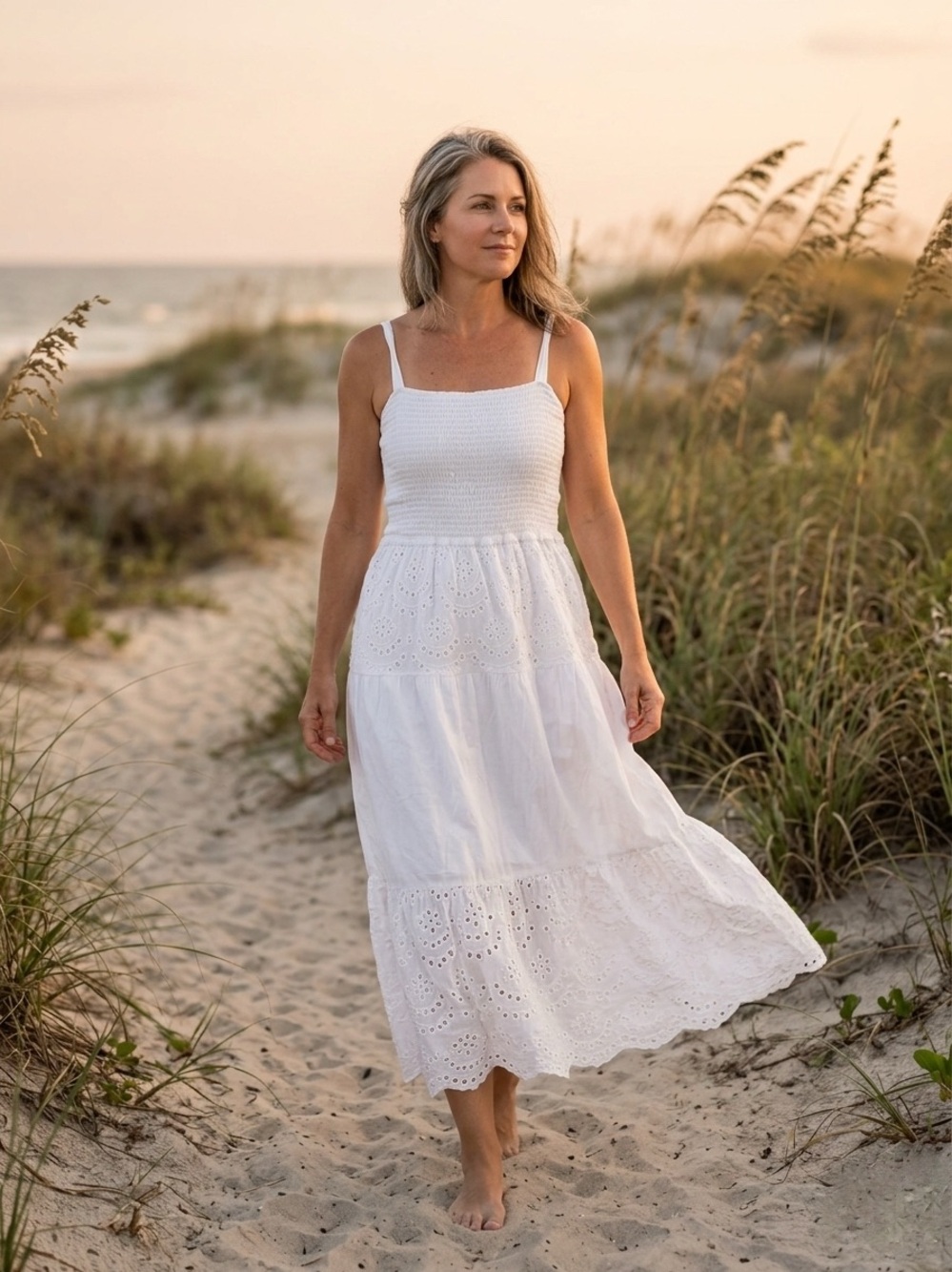 Beachwear by Japna White Eyelet Cotton Sundress XL NWT